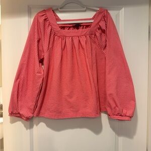 JCrew Red Striped Square-Neck Blouse